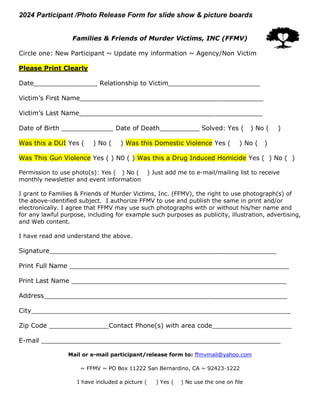 Victims Code Print Families & Friends of Murder Victims, INC | PDF