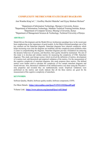 Measuring Cognitive Complexity in UML Statechart Diagrams for Software ...