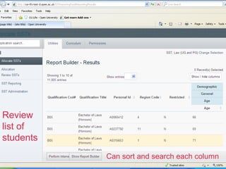 Review
list of
students
Can sort and search each column
 