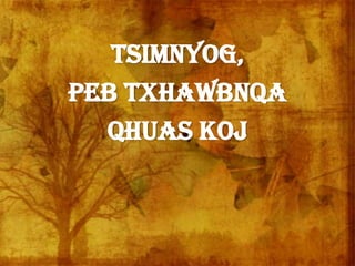 Tsimnyog,
Peb txhawbnqa
qhuas koj
 