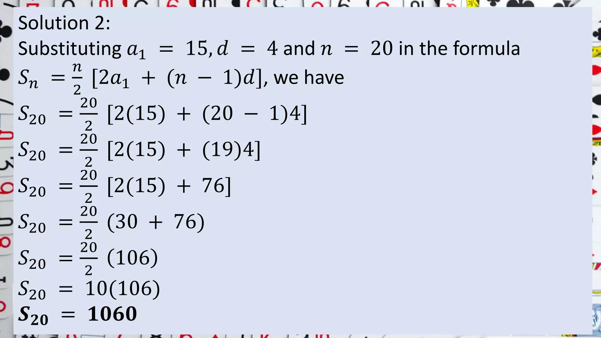 sum of arithmetic sequence s | PPTX | Homework and Study | Education