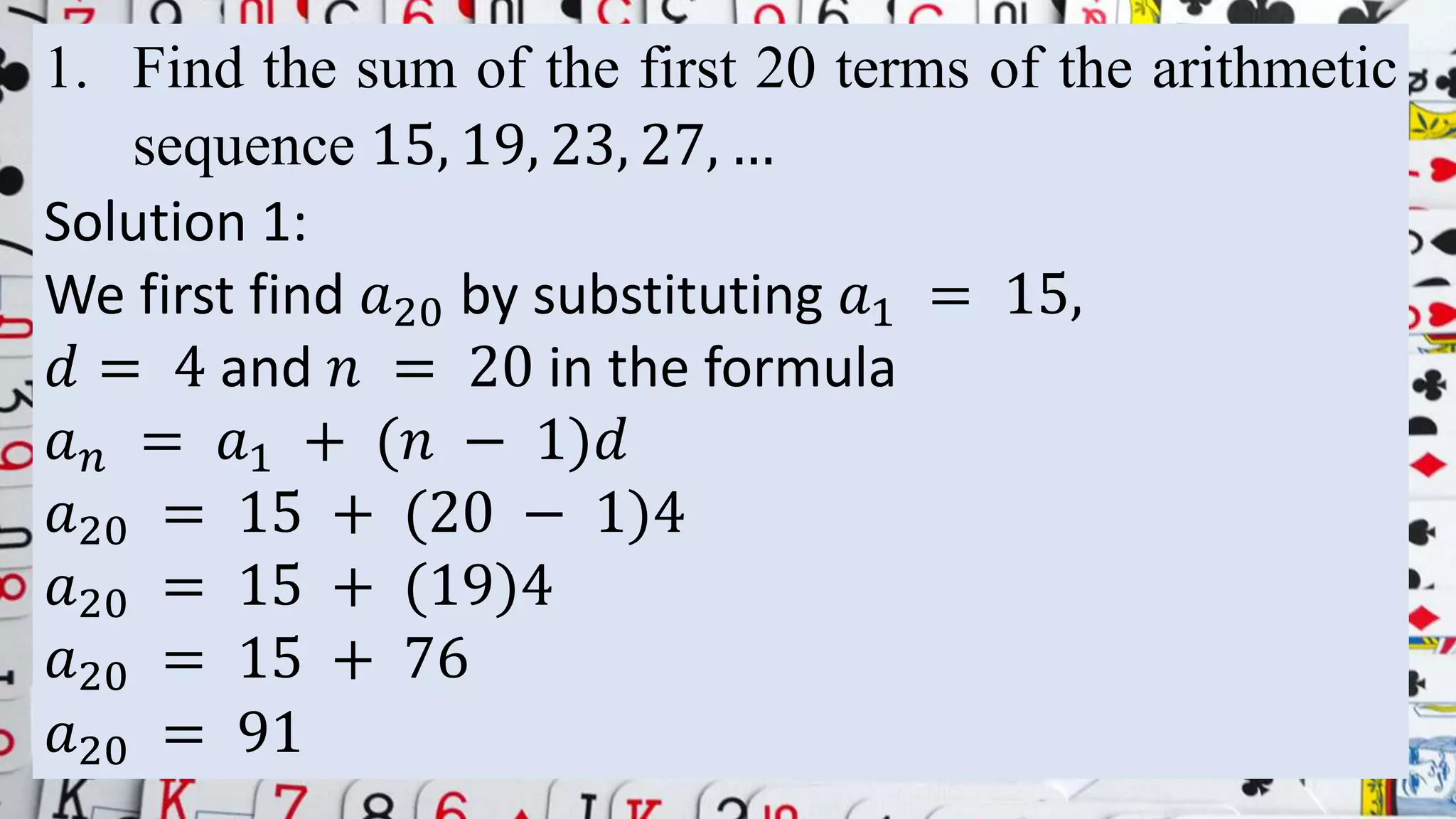 sum of arithmetic sequence s | PPTX
