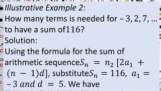 sum of arithmetic sequence s | PPT