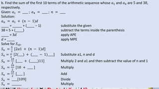 sum of arithmetic sequence s | PPTX