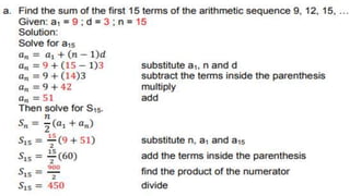 sum of arithmetic sequence s | PPTX
