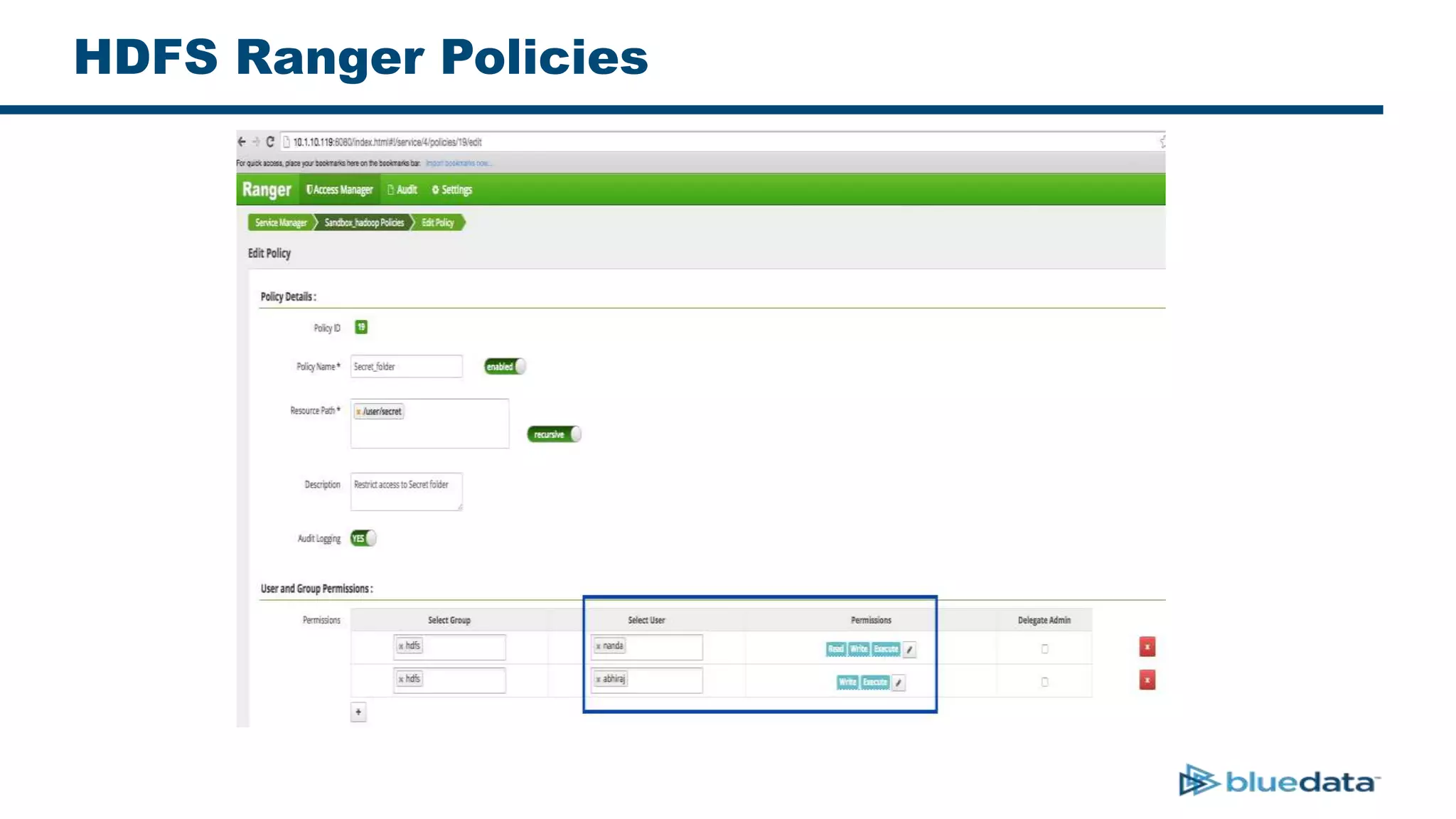 HDFS Ranger Policies
 