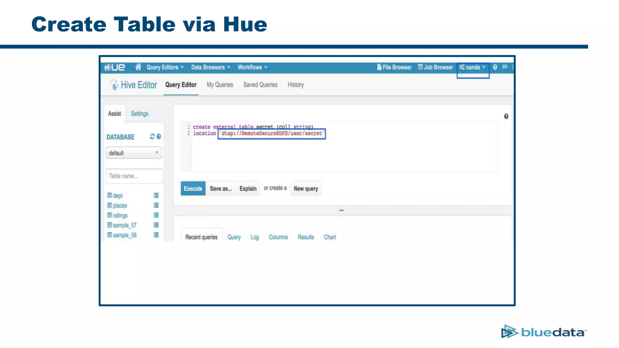 Create Table via Hue
 