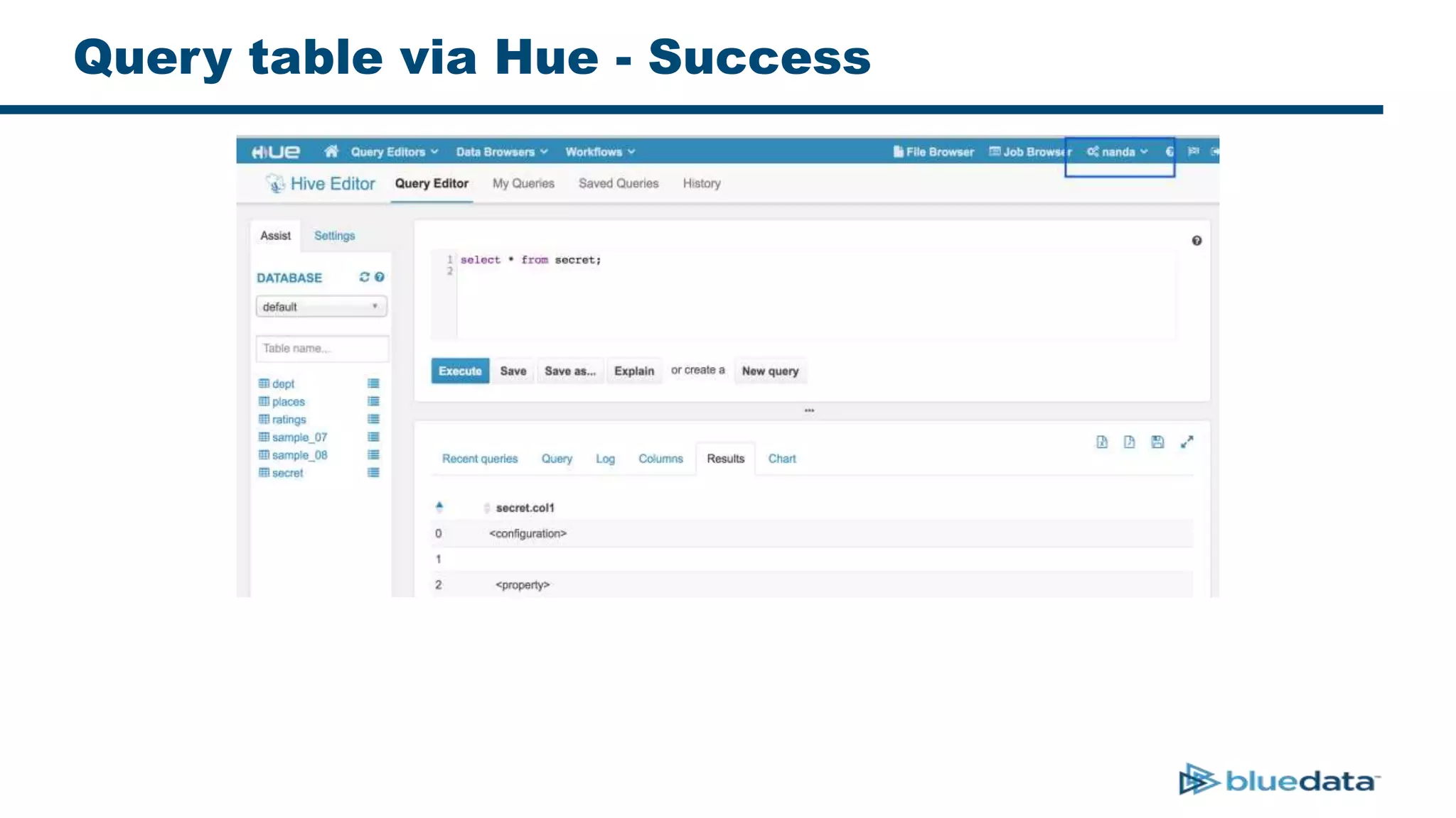 Query table via Hue - Success
 