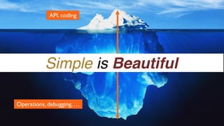 34
API, coding
“Full stack” evaluation
Operations, debugging, …
Simple is Beautiful
 