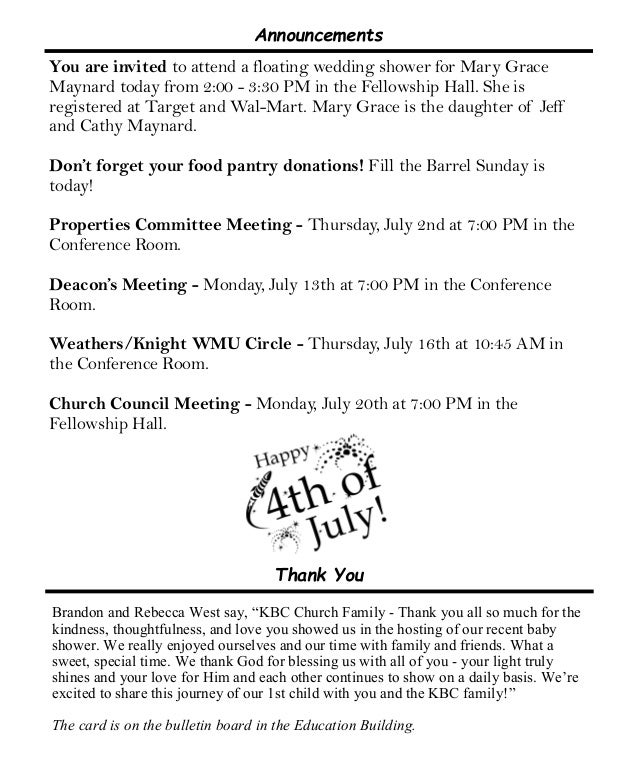 knightdale baptist church june