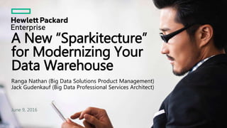 A New “Sparkitecture”
for Modernizing Your
Data Warehouse
Ranga Nathan (Big Data Solutions Product Management)
Jack Gudenkauf (Big Data Professional Services Architect)
June 9, 2016
 