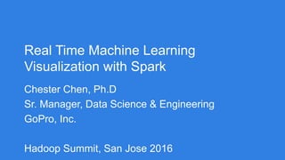 Real Time Machine Learning
Visualization with Spark
Chester Chen, Ph.D
Sr. Manager, Data Science & Engineering
GoPro, Inc.
Hadoop Summit, San Jose 2016
 