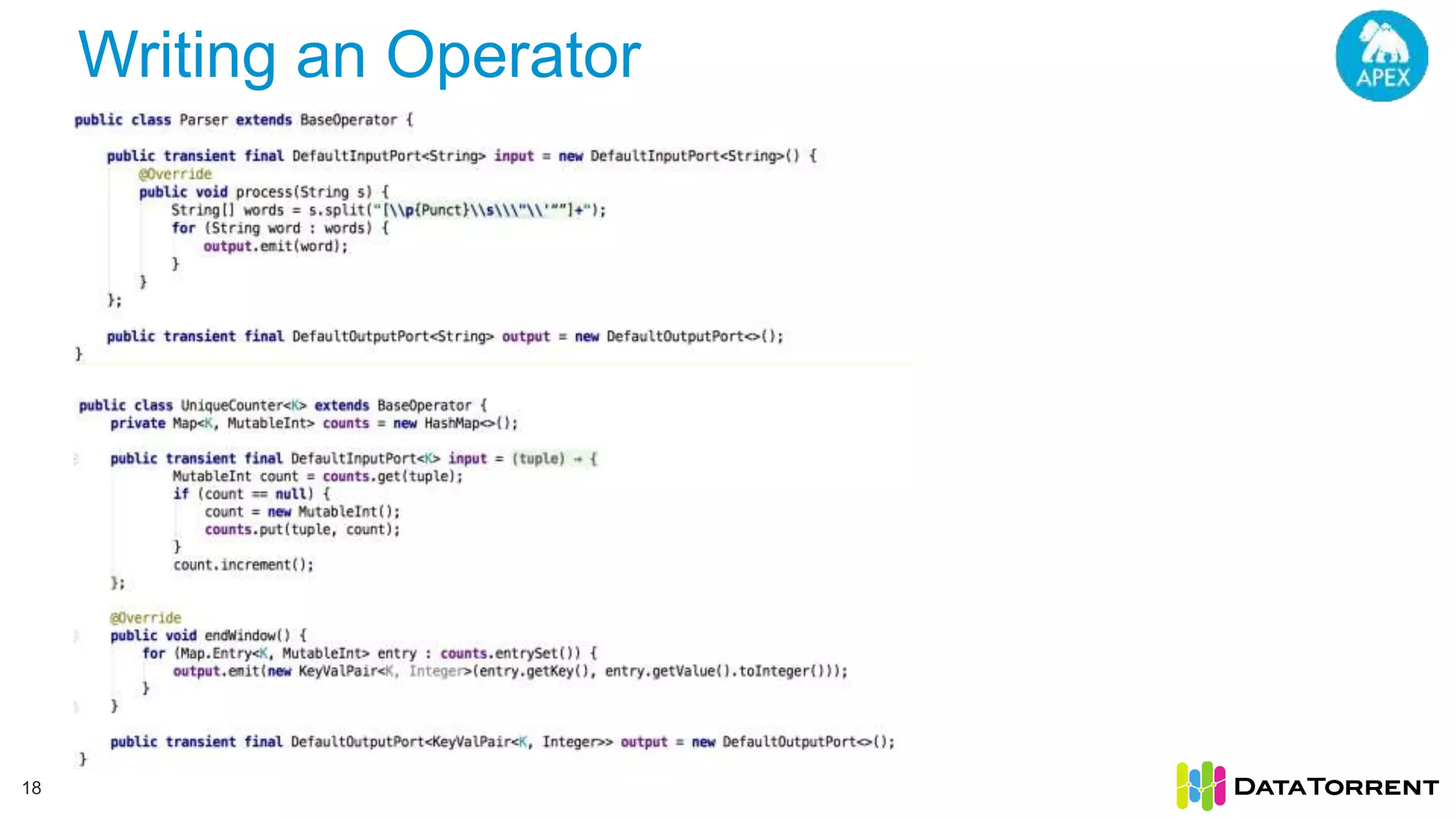 Writing an Operator 18 