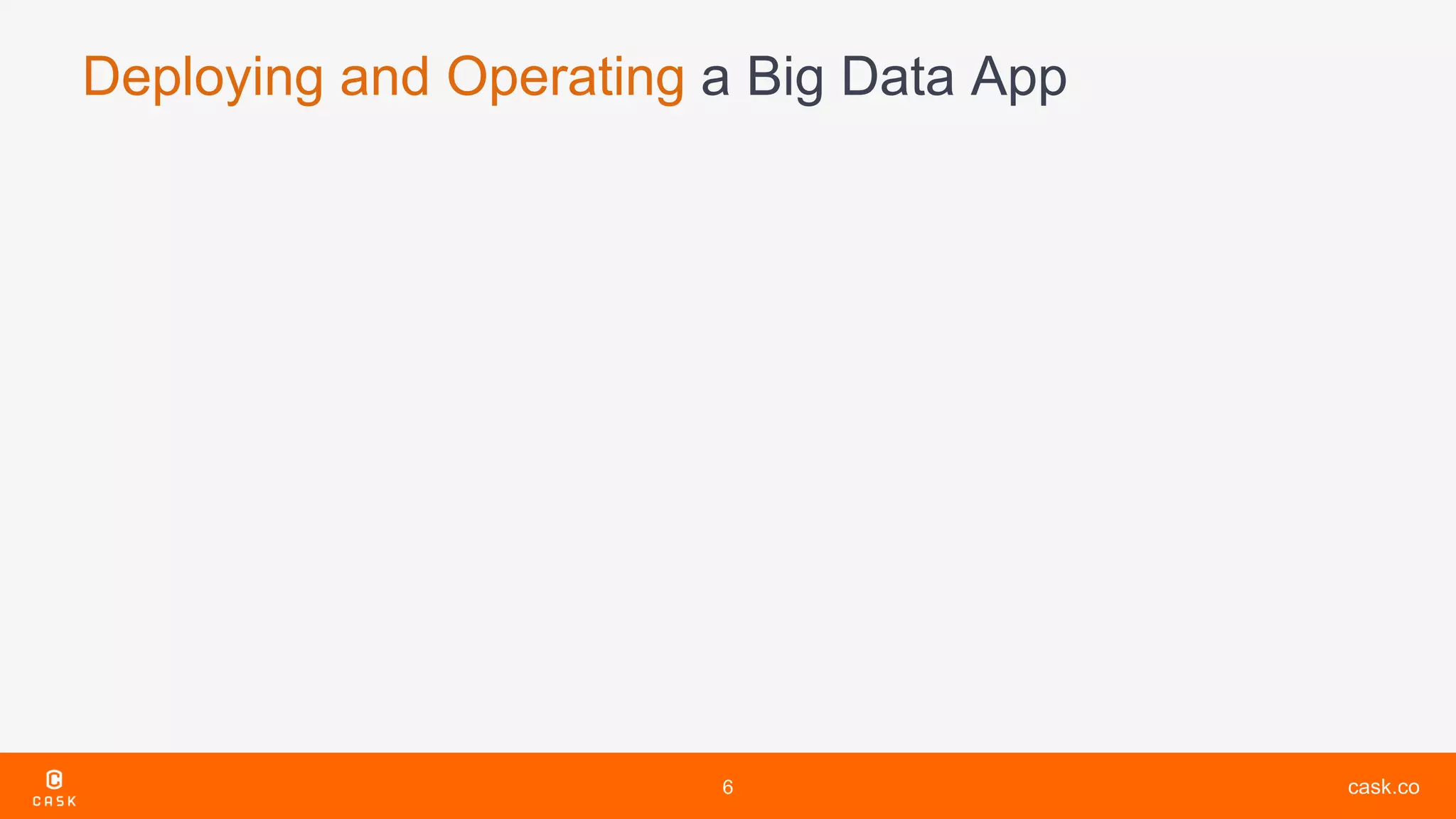 cask.co
Deploying and Operating a Big Data App
6
 
