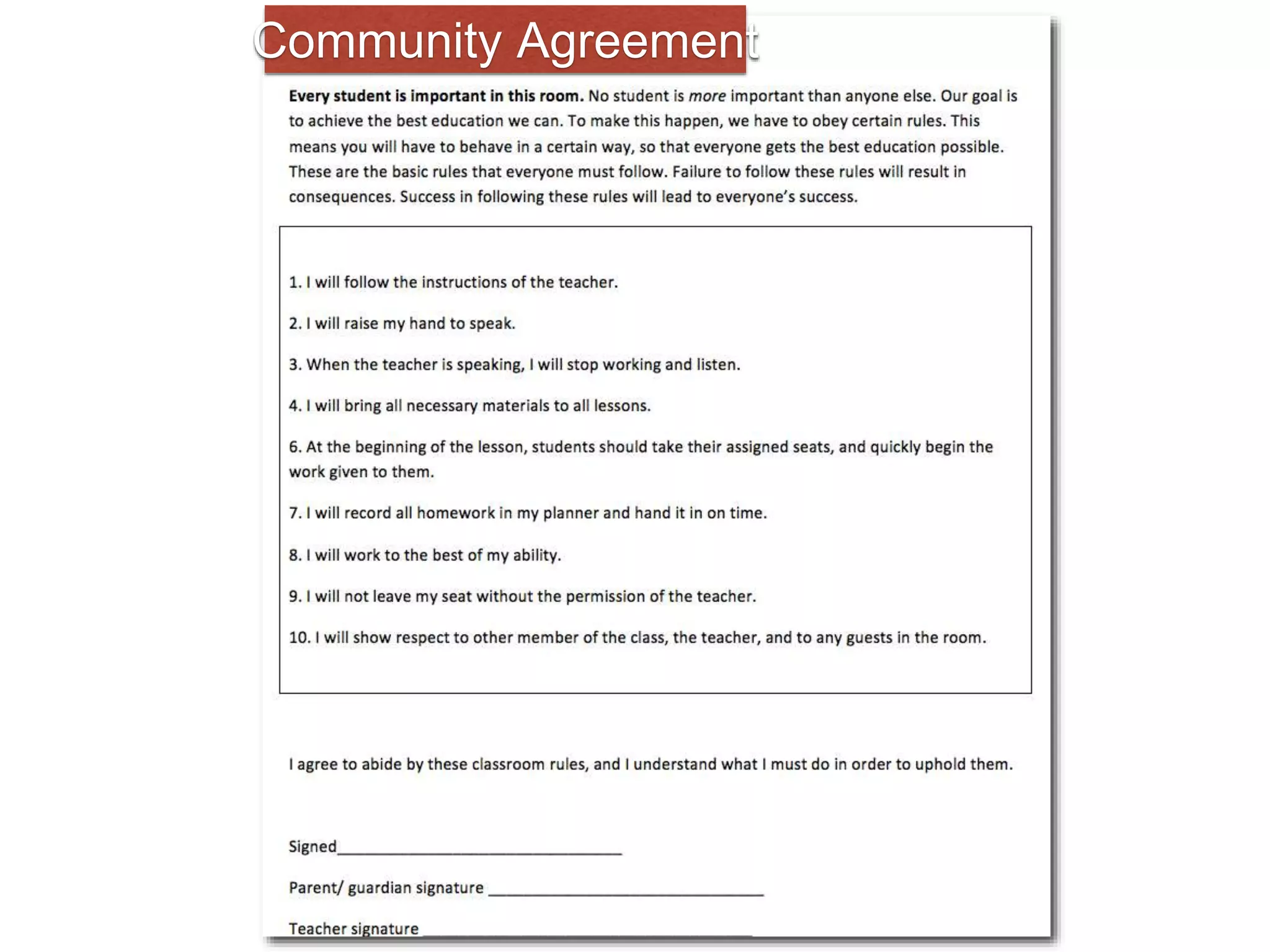 Community Agreement
 