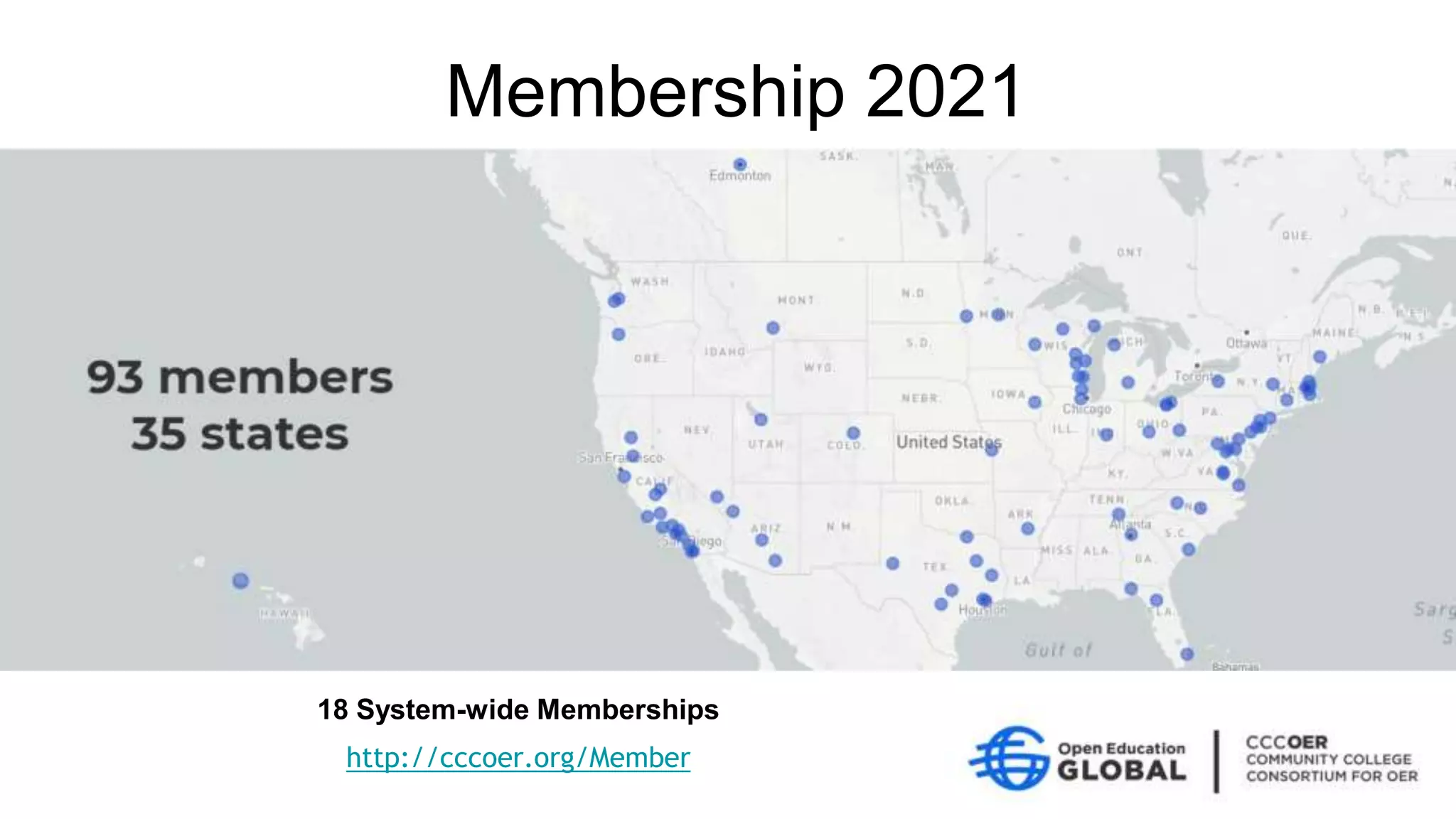Membership 2021
http://cccoer.org/Member
18 System-wide Memberships
 