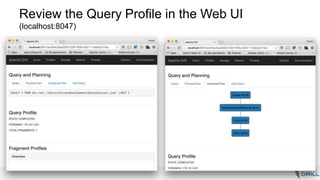 Review the Query Profile in the Web UI
(localhost:8047)
 