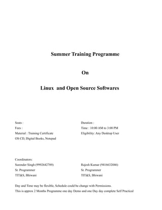 Training Programme on June July | PDF