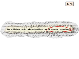 1776
We hold these truths to be self-evident, that all men are created equal.
 