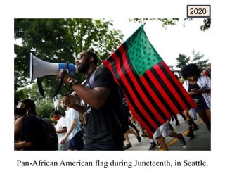 Pan-African American flag during Juneteenth, in Seattle.
2020
 