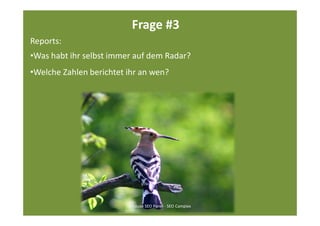 Frage #3
Reports:
•Was habt ihr selbst immer auf dem Radar?
•Welche Zahlen berichtet ihr an wen?




                         Inhouse SEO Panel - SEO Campixx
 