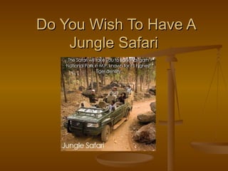 Do You Wish To Have A Jungle Safari  