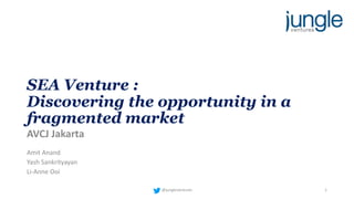 SEA Venture :
Discovering the opportunity in a
fragmented market
Amit	Anand
Yash	Sankrityayan
Li-Anne	Ooi
@jungleventures 1
 