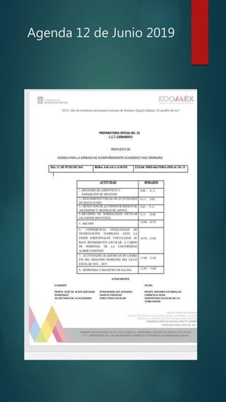 Agenda 12 de Junio 2019
 