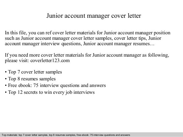 junior account manager cover letter