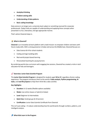 Junior Data Scientist Program for Teens: Clevered’s Coding Program for ...