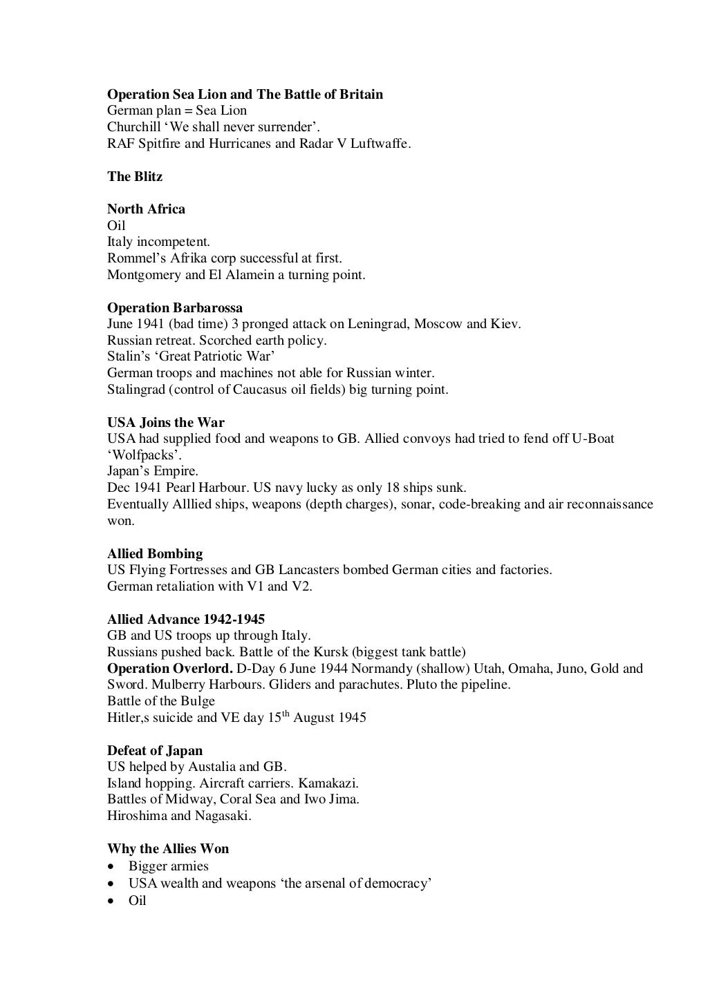 Third Year Junior Cert History Notes