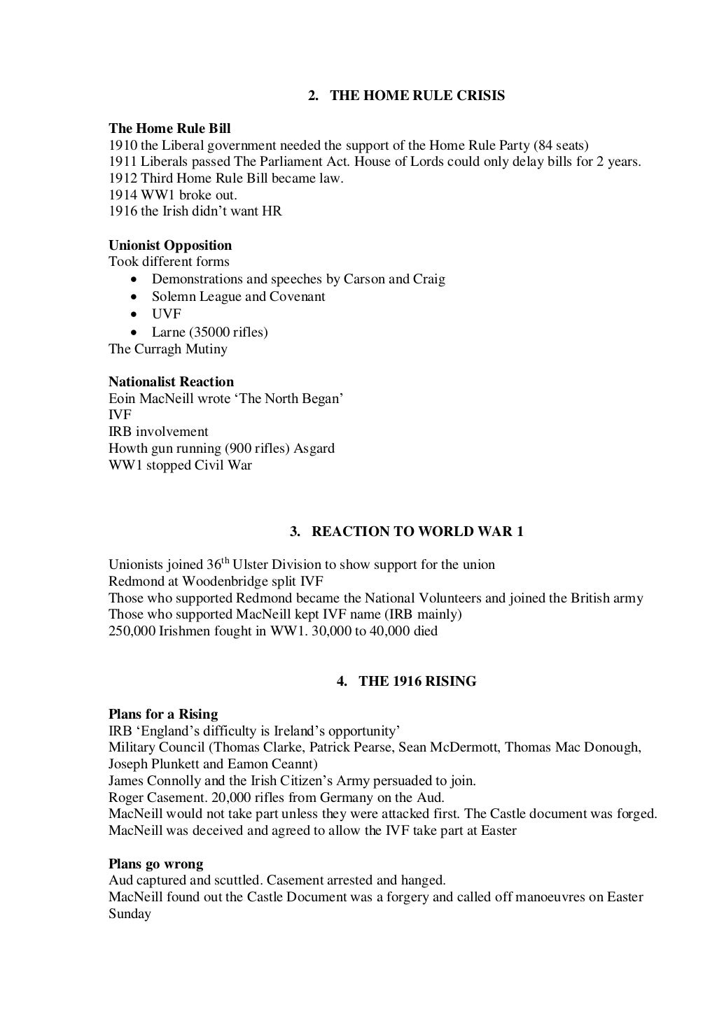 Third Year Junior Cert History Notes