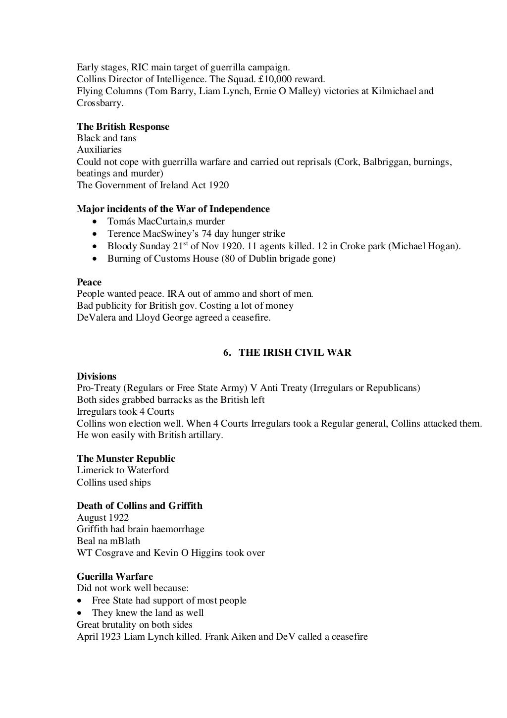 Third Year Junior Cert History Notes