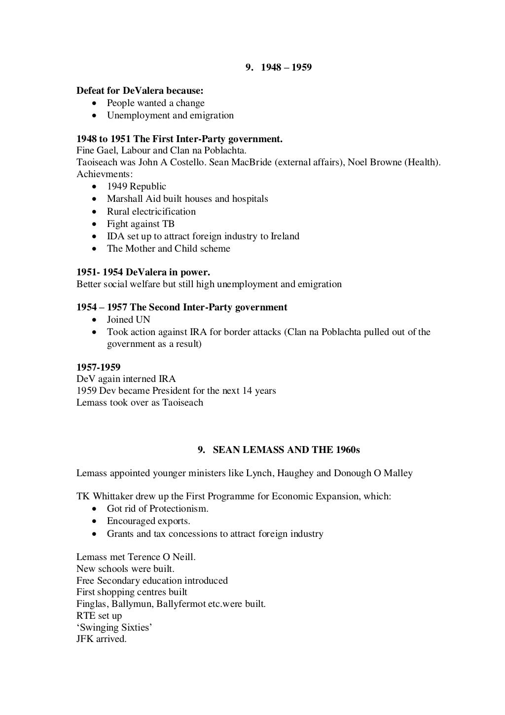 Third Year Junior Cert History Notes