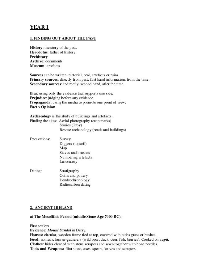Junior Cert First Year History Notes