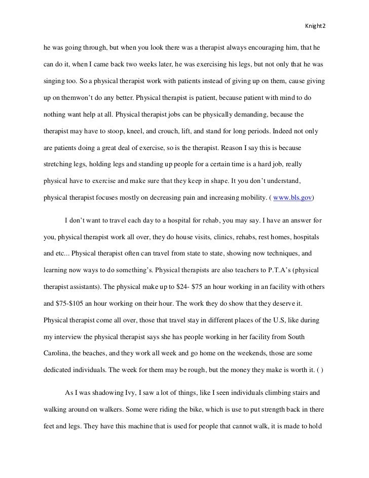 physical therapy school application essay sample