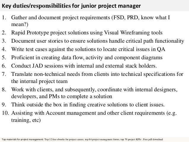 Junior Project Manager Job Description Baeti