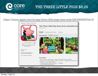 THE THREE LITTLE PIGS $8:29


   https://itunes.apple.com/nz/app/three-little-pigs-nosy-crow/id418543664?mt=8




Sunday, 7 April 13
 