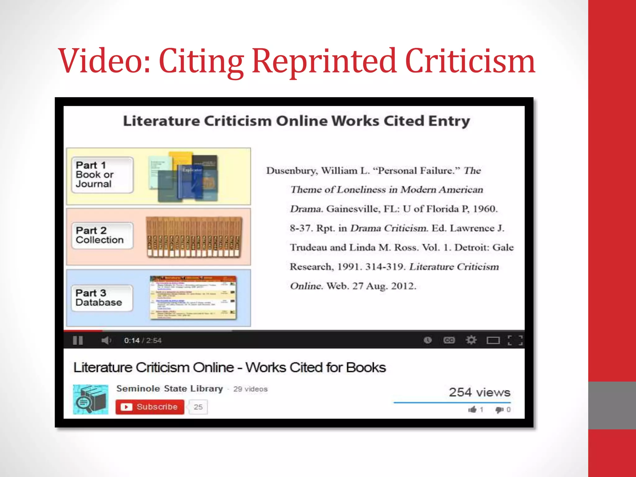 Video: Citing Reprinted Criticism
 