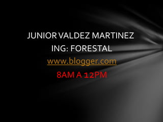 ING: FORESTAL
www.blogger.com
8AM A 12PM
JUNIORVALDEZ MARTINEZ
 
