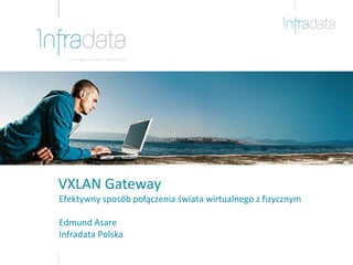 VXLAN Gateway
Efektywny sposób połączenia świata wirtualnego z fizycznym
Edmund Asare
Infradata Polska
 