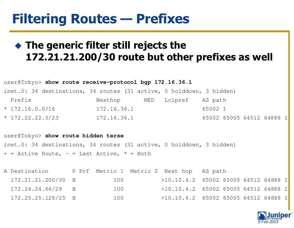 Troubleshooting BGP Juniper Examples