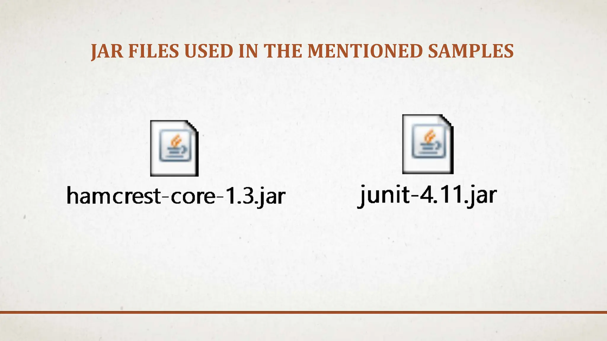 JAR FILES USED IN THE MENTIONED SAMPLES
 