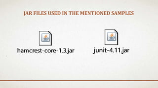 JAR FILES USED IN THE MENTIONED SAMPLES
 