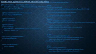 How to Mock @RequestAttribute value in Sling Model
@Model(adaptables = SlingHttpServletRequest.class,
defaultInjectionStrategy = DefaultInjectionStrategy.OPTIONAL)
public class ExampleSlingModel {
@RequestAttribute(name = "websitename")
private String websiteName;
@RequestAttribute
private int version;
@PostConstruct
public void init() {
websiteName = websiteName.concat(":websitename");
version = version * 2;
}
public String getWebsiteName() {
return websiteName;
}
public int getVersion() {
return version;
}
}
public class ExampleSlingModelTest {
@Rule
public final AemContext
aemContext = new AemContext(ResourceResolverType.JCR_MOCK);
private MockSlingHttpServletRequest request;
private ExampleSlingModel underTest;
@Before
public void setUp() throws Exception {
aemContext.addModelsForPackage("com.finning.platform.core.models.u
tils");
request = aemContext.request();
request.setAttribute("websitename", "sourcedcode");
request.setAttribute("version", 5);
}
@Test
public void test_getWebsiteName() {
underTest = request.adaptTo(ExampleSlingModel.class);
Assert.assertEquals("sourcedcode:websitename",
underTest.getWebsiteName());
}
@Test
public void test_getVersion() {
underTest = request.adaptTo(ExampleSlingModel.class);
Assert.assertEquals(10, underTest.getVersion());
} }
 