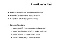 Junit Presentation Slide with explanation and code.pdf