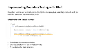 Junit Presentation Slide with explanation and code.pdf