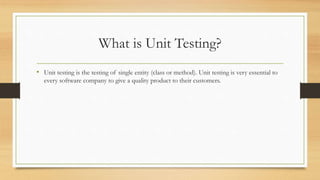 Junit mockito and PowerMock in Java | PPTX