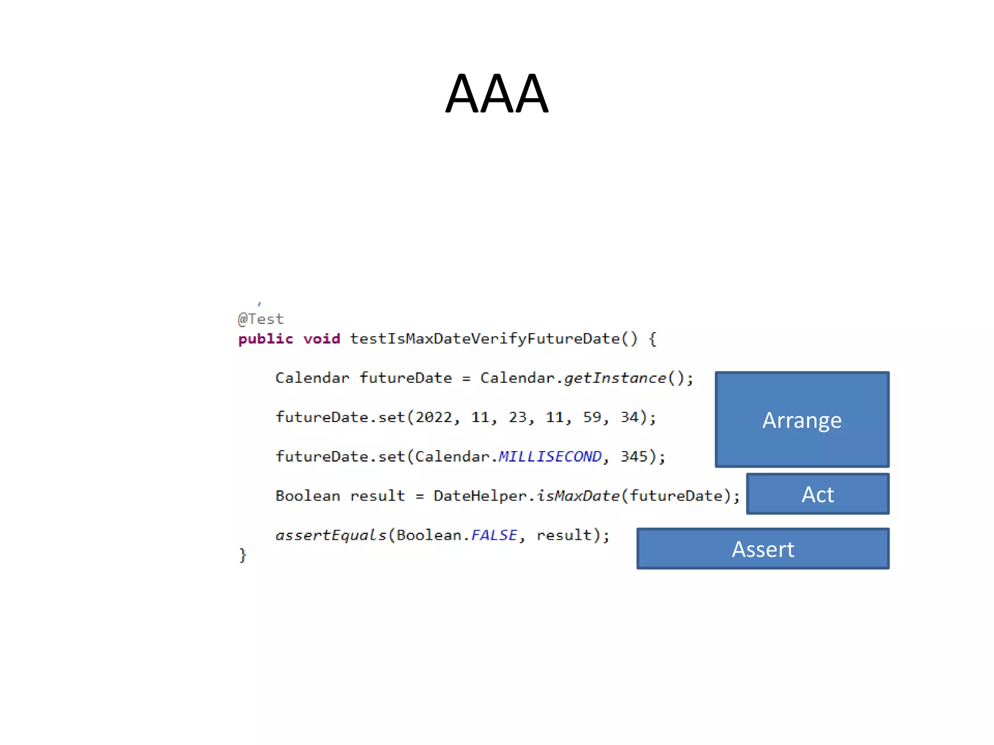 AAA
Arrange
Act
Assert
 