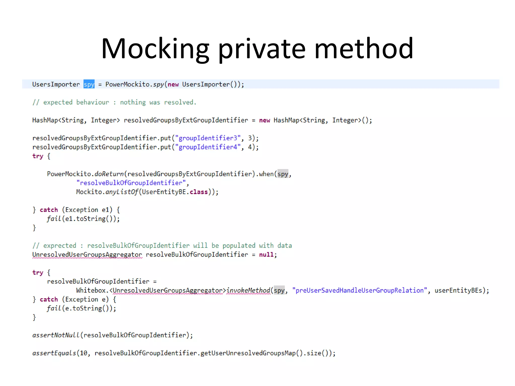 Mocking private method
 